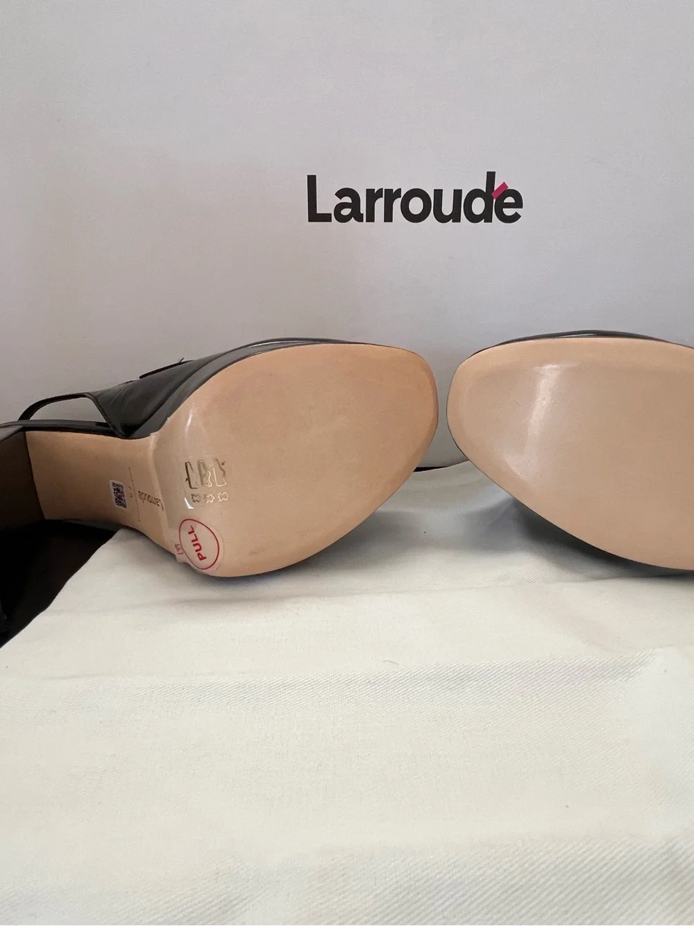 Larroude Harrington Glossy Black Platform Slingback Loafers Heels 7.5 NIB NWT